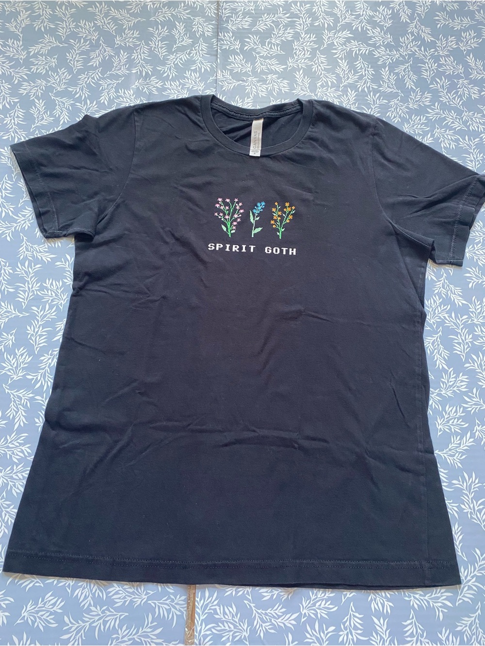 Spirit Black Tee with Colorful Floral Stems